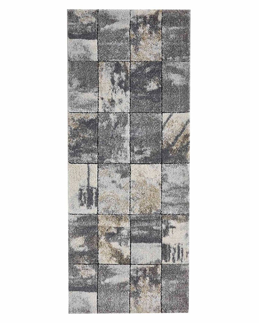 Anti Static Grey Geometric Polypropylene Floor Runner | 2.5 x 5 Feet