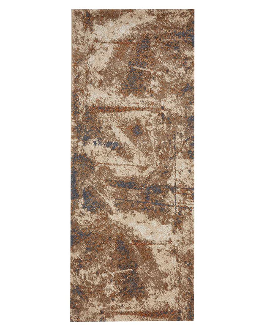 Static Free Brown & Beige Abstract Polypropylene Floor Runner | 2.5 x 5 Feet