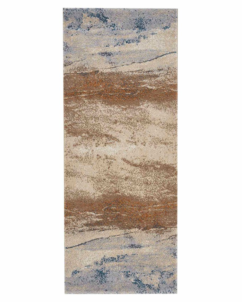 Anti Static Brown & Blue Abstract Polypropylene Floor Runner | 2.5 x 5 Feet