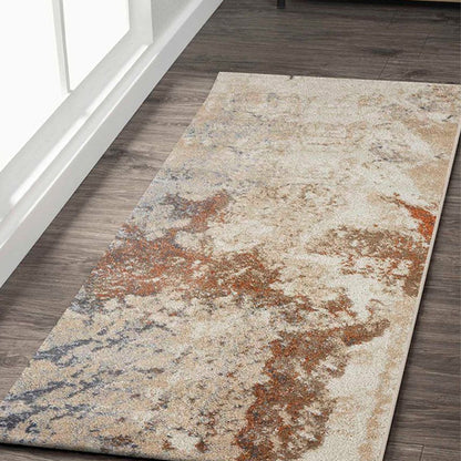 Anti Static Rust & Beige Abstract Polypropylene Floor Runner | 2 x 5 Feet