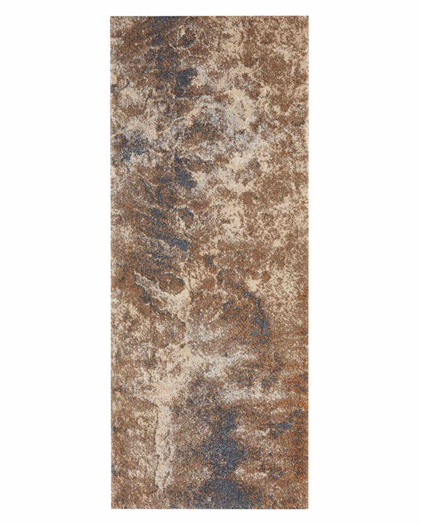 Static Resistant Brown & Light Beige Abstract Polypropylene Floor Runner | 2 x 5 Feet