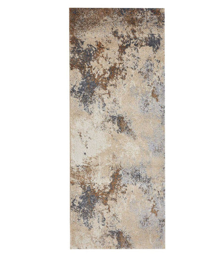 Static Free Beige & Grey Abstract Polypropylene Floor Runner | 2 x 5 Feet