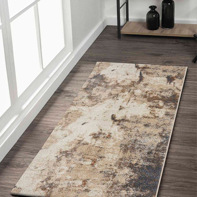 Static Resistant Light Brown & Beige Abstract Polypropylene Floor Runner | 2 x 5 Feet