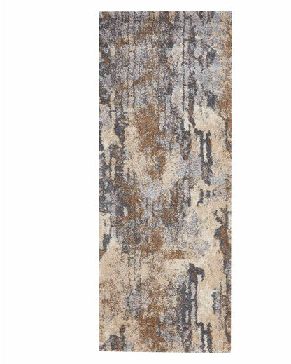 Static Free Grey & Beige Abstract Polypropylene Floor Runner | 2 x 5 Feet