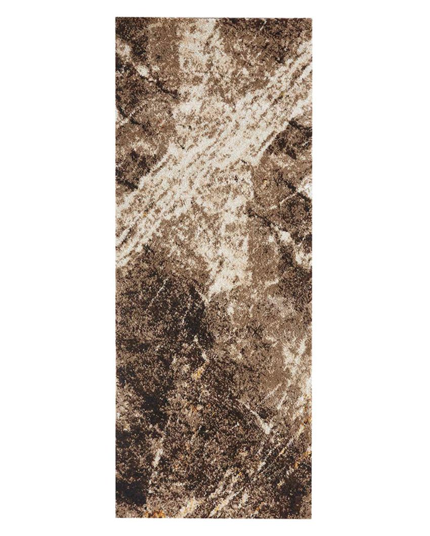 Static Free Dark Brown & Beige Abstract Polypropylene Floor Runner | 2 x 5 Feet