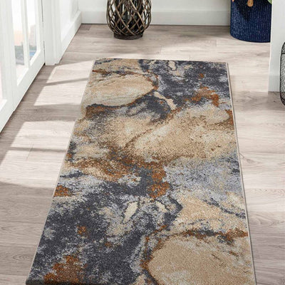 Anti Static Dark Grey & Beige Abstract Polypropylene Floor Runner | 2.5 x 5 Feet