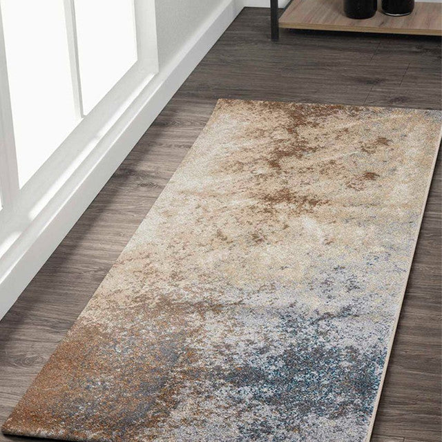 Anti Static Beige Abstract Polypropylene Floor Runner | 2.5 x 5 Feet