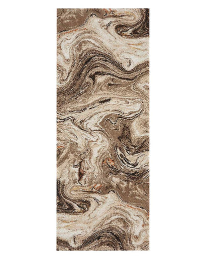 Anti Static Brown & Beige Abstract Polypropylene Floor Runner | 2.5 x 5 Feet