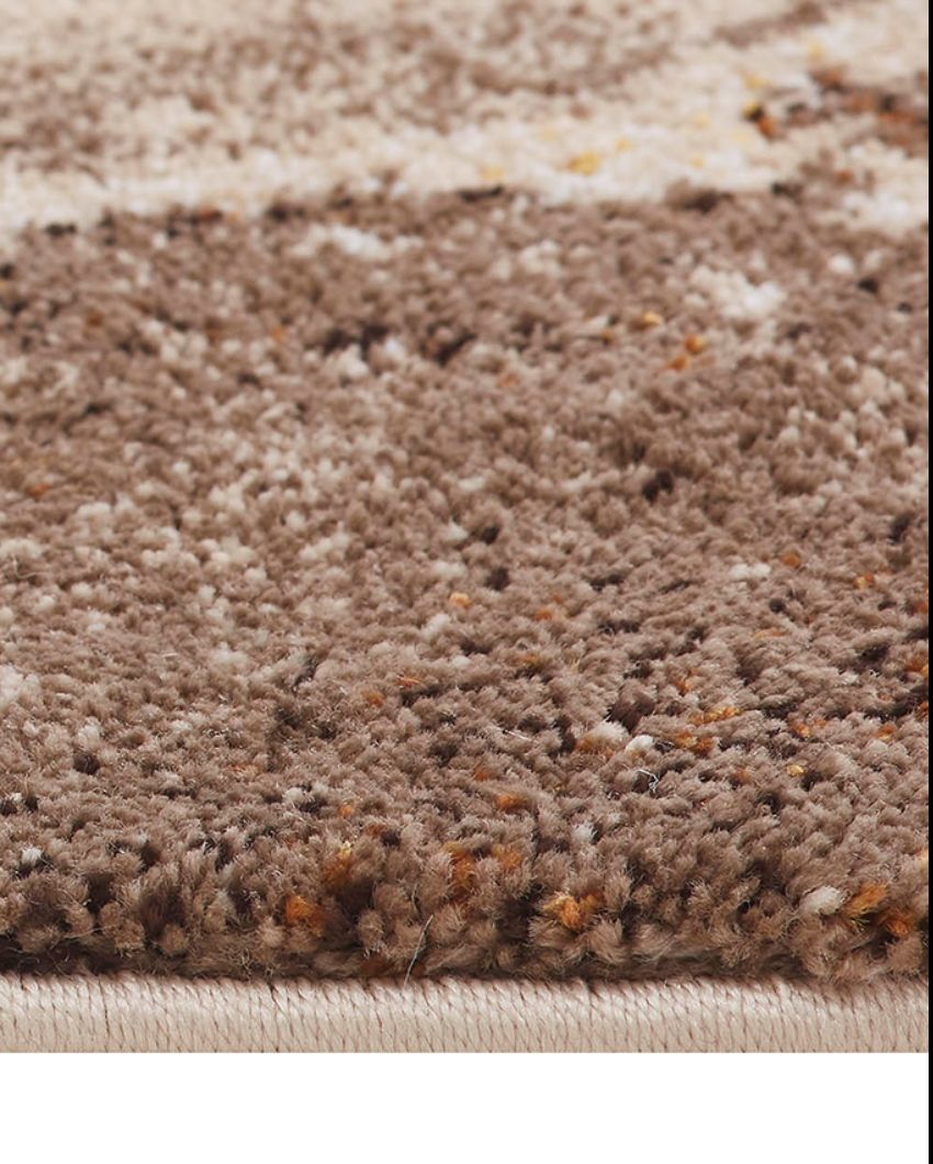 Anti Static Beige & Brown Abstract Polypropylene Floor Runner | 2.5 x 5 Feet