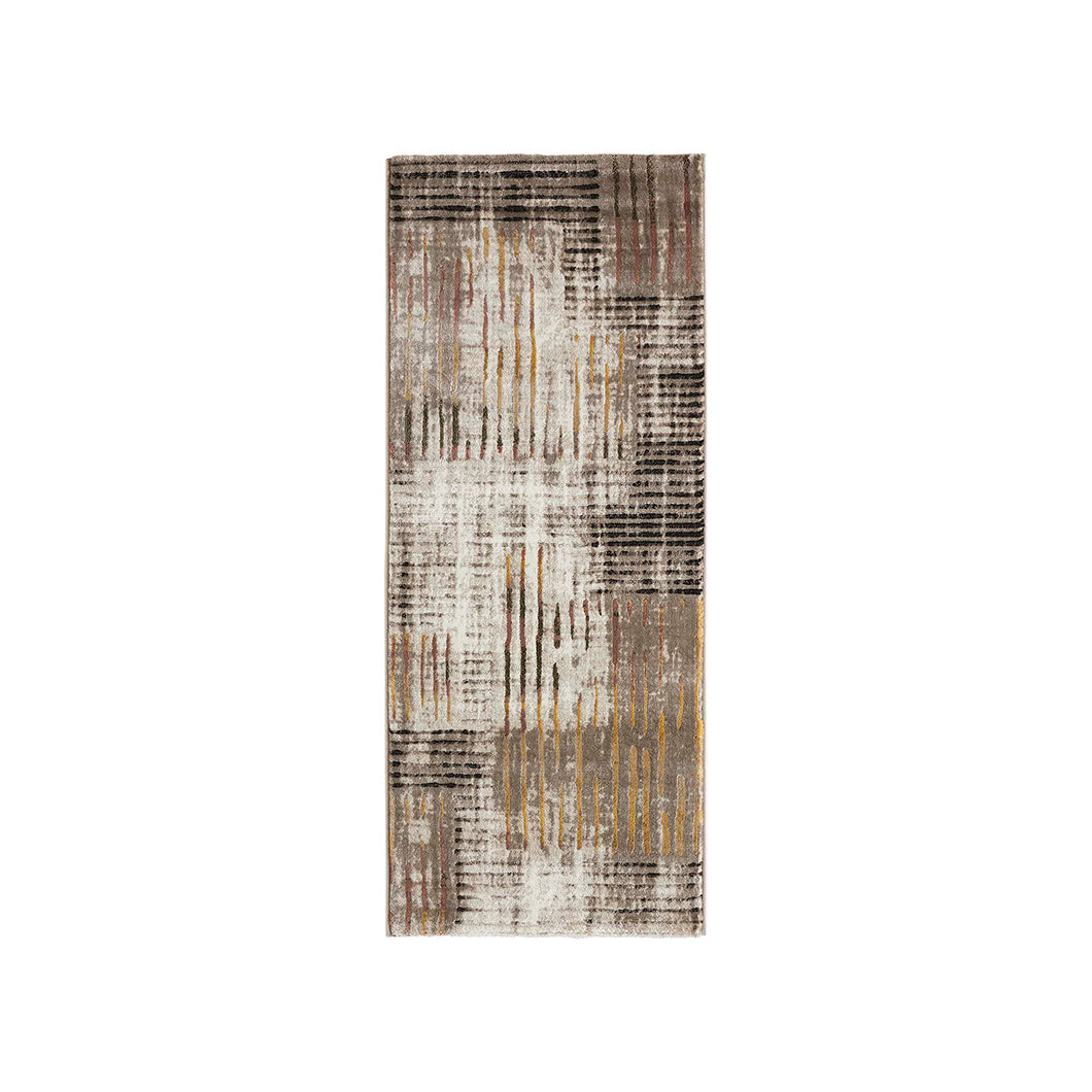 Gleaming Abstract Bedside Gold and Brown Polypropylene Floor Runner | 5 x 2.5 Feet