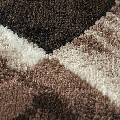 Rustic Abstract Bedside Dark Brown and Cream Polypropylene Floor Runner | 5 x 2.5 Feet