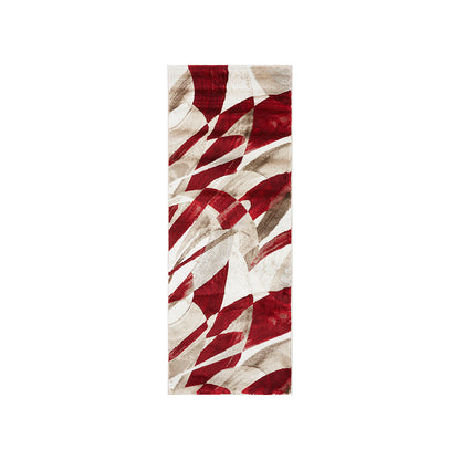 Festive Abstract Bedside Red and Cream Polypropylene Floor Runner | 5 x 2.5 Feet