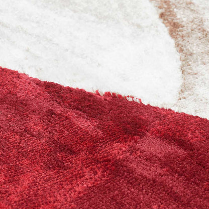 Festive Abstract Bedside Red and Cream Polypropylene Floor Runner | 5 x 2.5 Feet