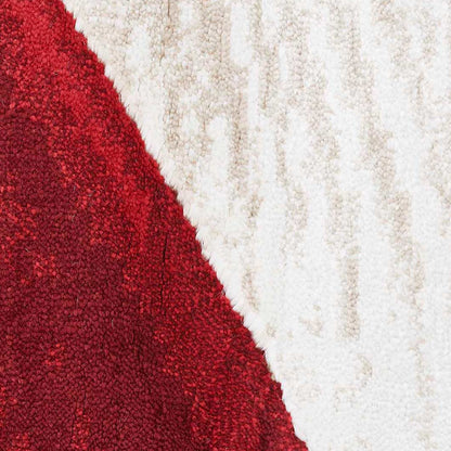 Festive Abstract Bedside Red and Cream Polypropylene Floor Runner | 5 x 2.5 Feet