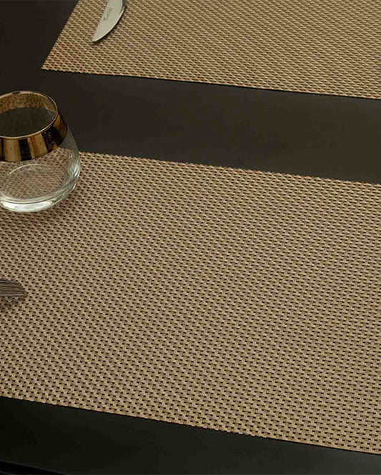 Gold PVC Heat Resistant Table Placemats | Set of 6 | 12 x 18 inches