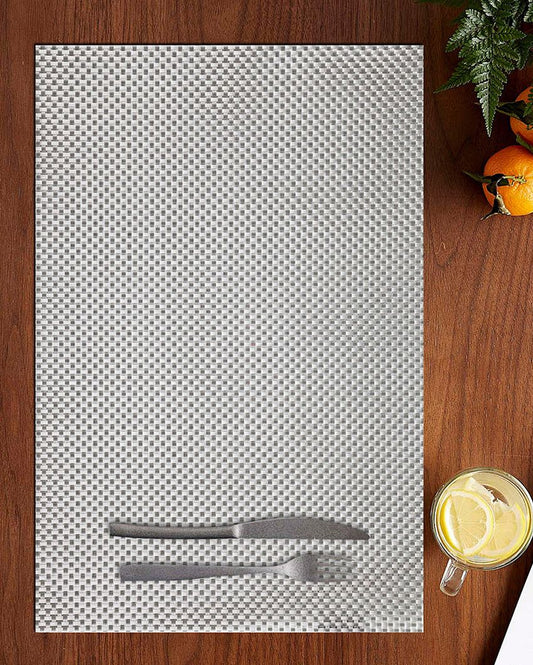 Grey PVC Heat Resistant Table Placemats | Set of 6 | 12 x 18 inches