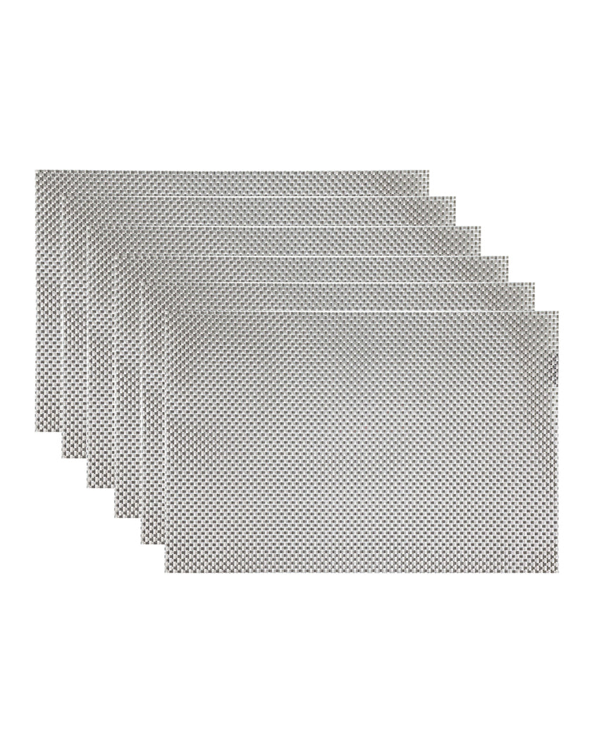 Grey PVC Heat Resistant Table Placemats | Set of 6 | 12 x 18 inches