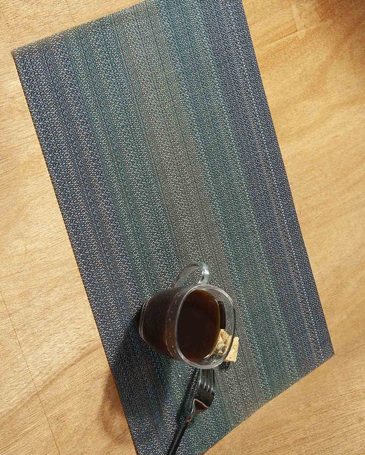 Green and Grey PVC Heat Resistant Table Placemats | Set of 6 | 12 x 18 inches