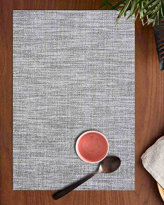 Light Grey PVC Heat Resistant Table Placemats | Set of 6 | 12 x 18 inches