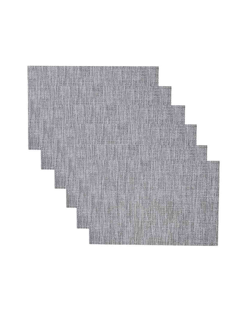 Light Grey PVC Heat Resistant Table Placemats | Set of 6 | 12 x 18 inches