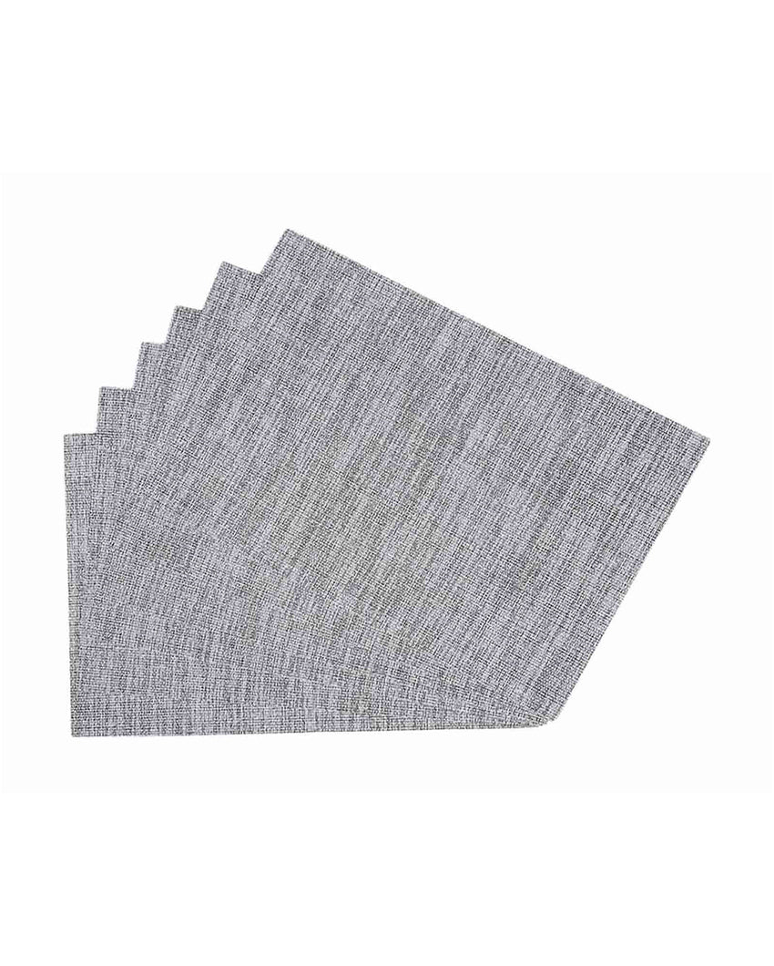 Light Grey PVC Heat Resistant Table Placemats | Set of 6 | 12 x 18 inches