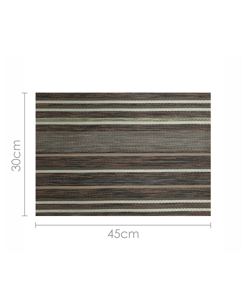 Brown and Olive PVC Heat Resistant Table Placemats | Set of 6 | 12 x 18 inches