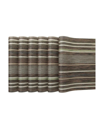 Brown and Olive PVC Heat Resistant Table Placemats | Set of 6 | 12 x 18 inches