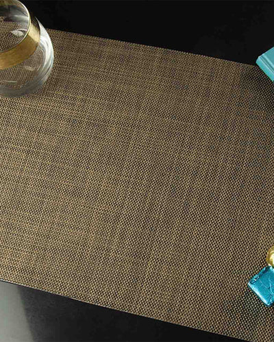 Golden Black PVC Heat Resistant Table Placemats | Set of 6 | 12 x 18 inches