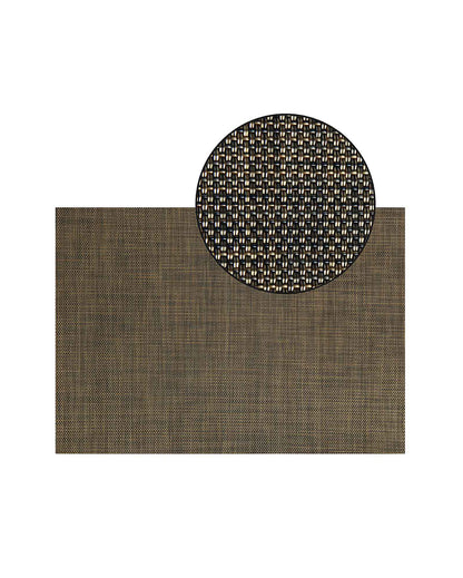 Golden Black PVC Heat Resistant Table Placemats | Set of 6 | 12 x 18 inches