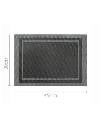 Grey and Black PVC Heat Resistant Table Placemats | Set of 6 | 12 x 18 inches