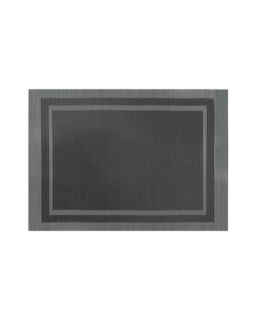 Grey and Black PVC Heat Resistant Table Placemats | Set of 6 | 12 x 18 inches