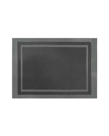 Grey and Black PVC Heat Resistant Table Placemats | Set of 6 | 12 x 18 inches