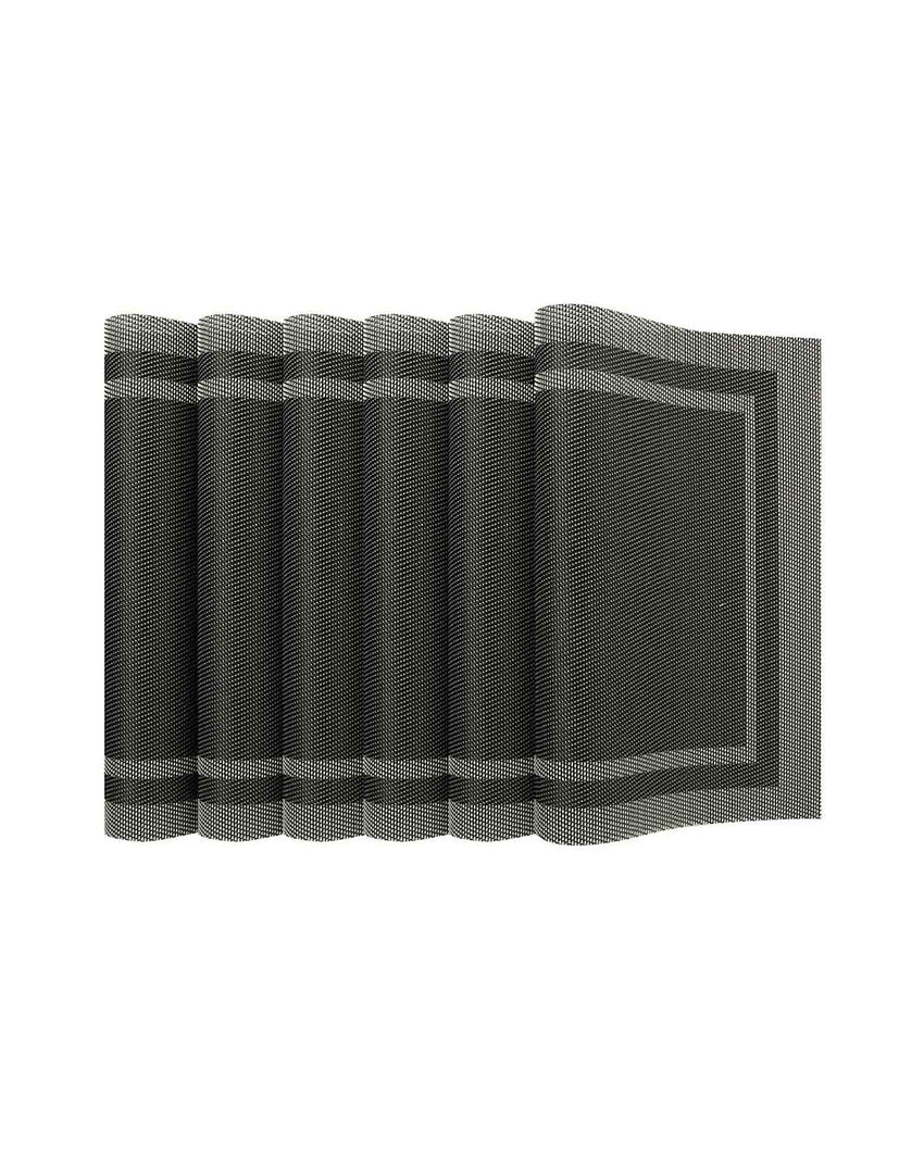 Grey and Black PVC Heat Resistant Table Placemats | Set of 6 | 12 x 18 inches