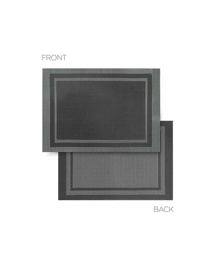 Grey and Black PVC Heat Resistant Table Placemats | Set of 6 | 12 x 18 inches