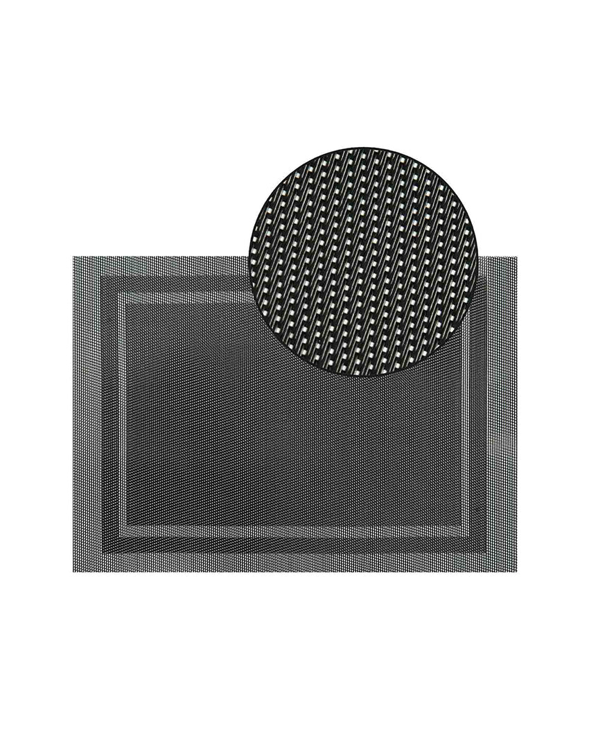 Grey and Black PVC Heat Resistant Table Placemats | Set of 6 | 12 x 18 inches