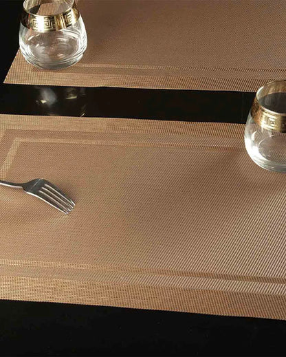 Light Brown PVC Heat Resistant Table Placemats | Set of 6 | 12 x 18 inches