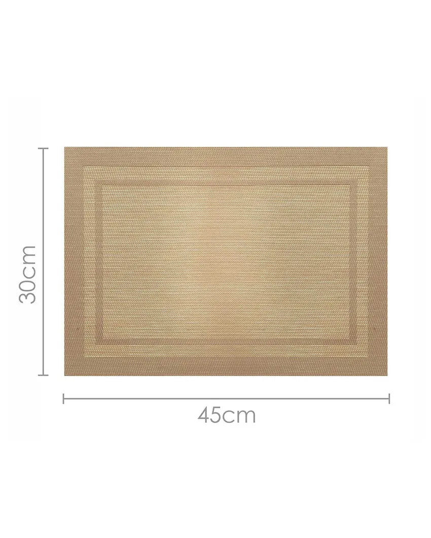 Light Brown PVC Heat Resistant Table Placemats | Set of 6 | 12 x 18 inches