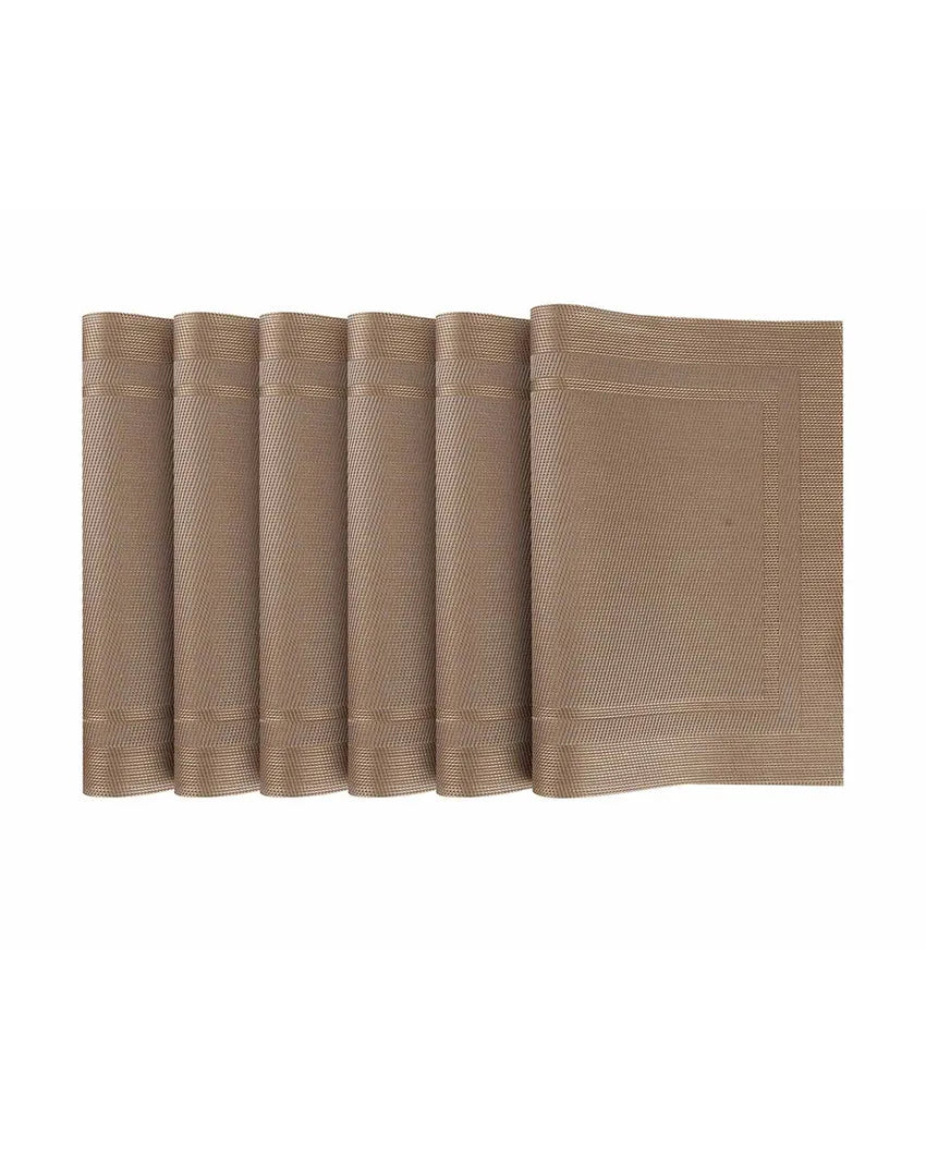 Light Brown PVC Heat Resistant Table Placemats | Set of 6 | 12 x 18 inches