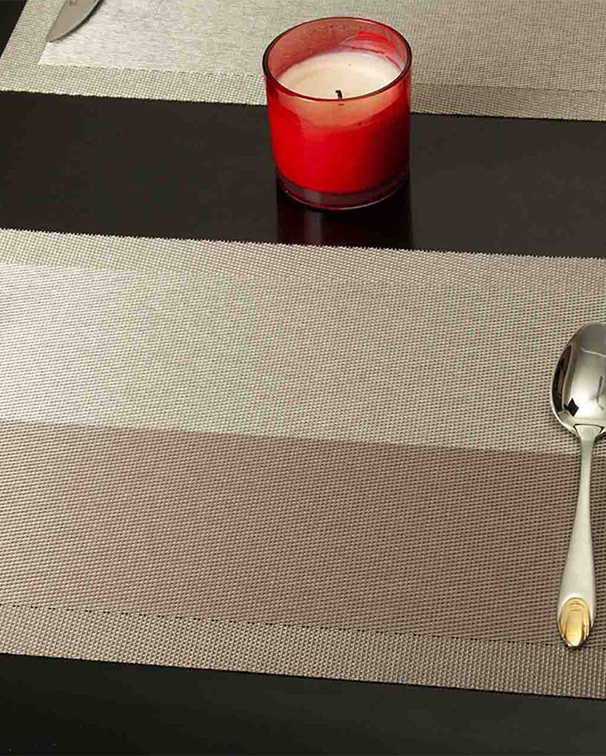 Beige And Brown PVC Heat Resistant Table Placemats | Set of 6 | 12 x 18 inches