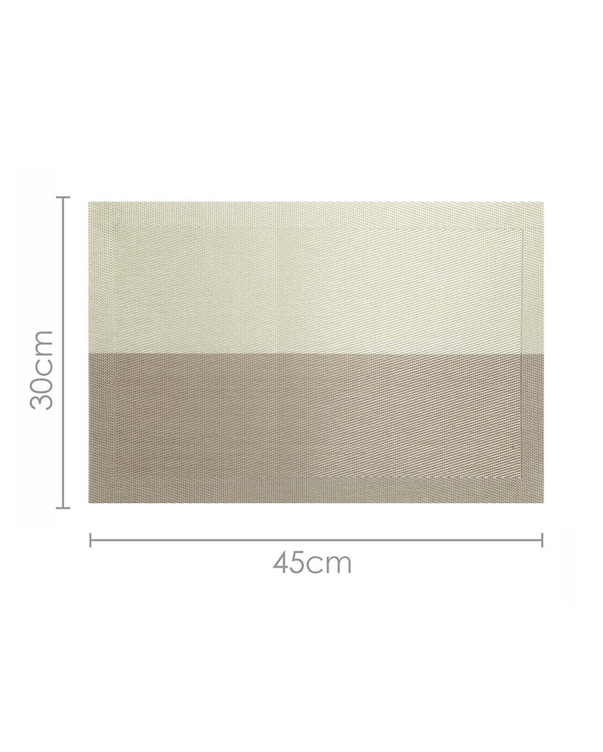 Beige And Brown PVC Heat Resistant Table Placemats | Set of 6 | 12 x 18 inches