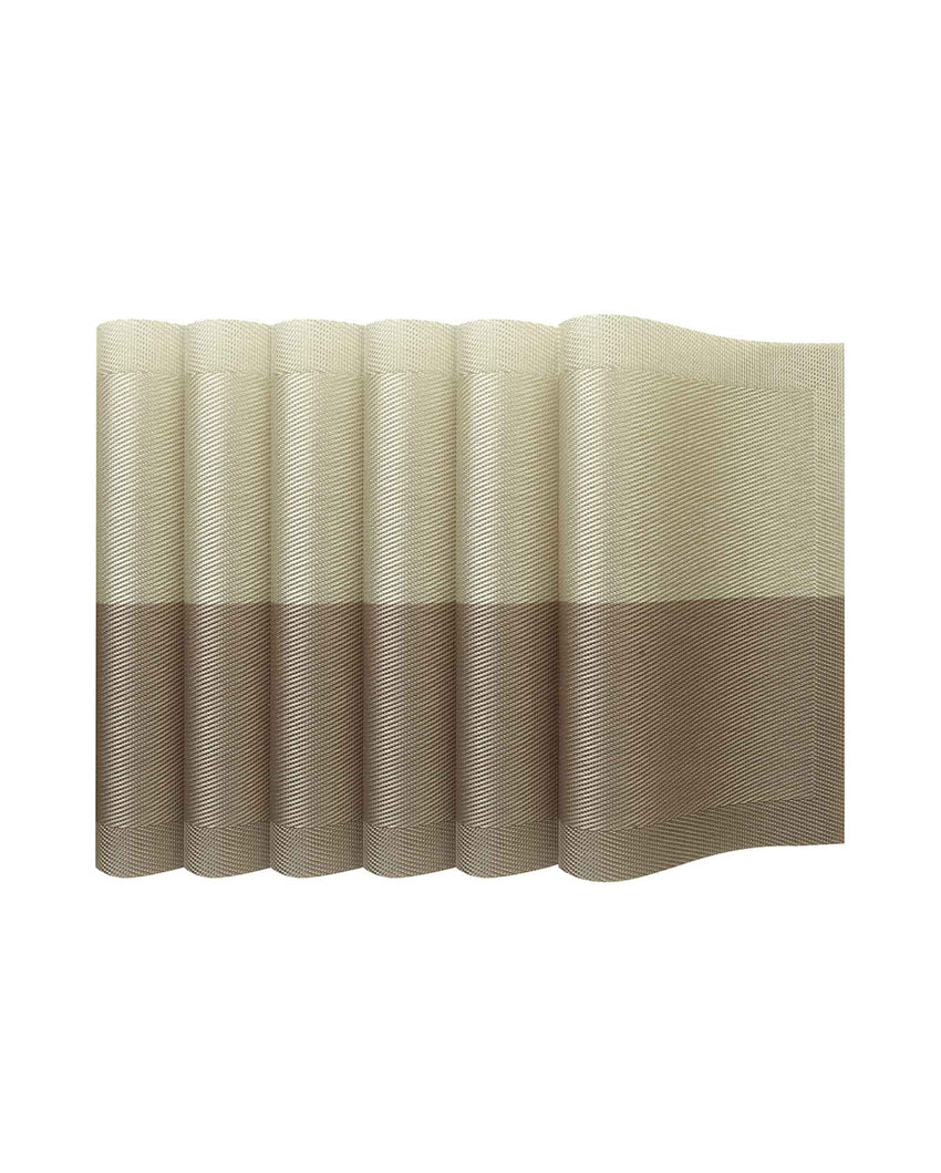 Beige And Brown PVC Heat Resistant Table Placemats | Set of 6 | 12 x 18 inches