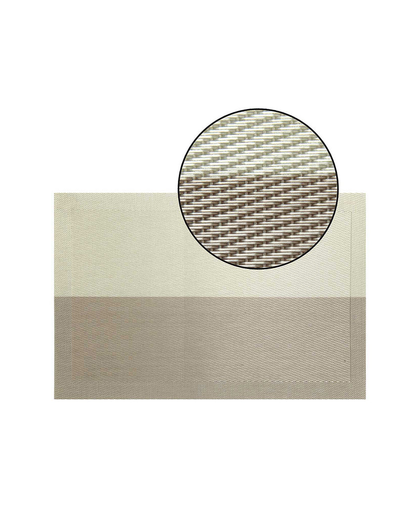 Beige And Brown PVC Heat Resistant Table Placemats | Set of 6 | 12 x 18 inches