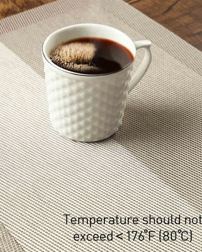 Beige And Brown PVC Heat Resistant Table Placemats | Set of 6 | 12 x 18 inches