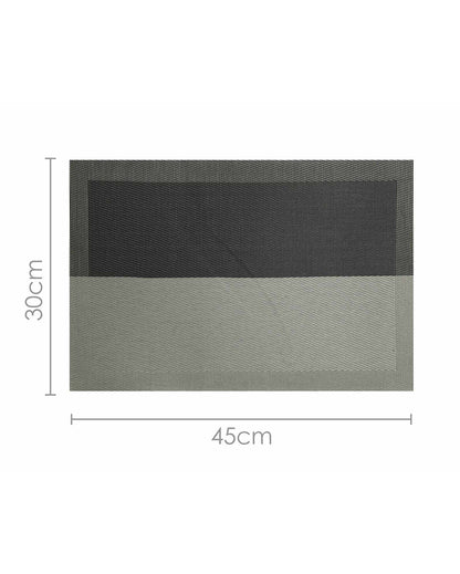 Grey PVC Heat Resistant Table Placemats | Set of 6 | 12 x 18 inches