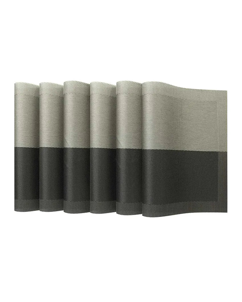 Grey PVC Heat Resistant Table Placemats | Set of 6 | 12 x 18 inches