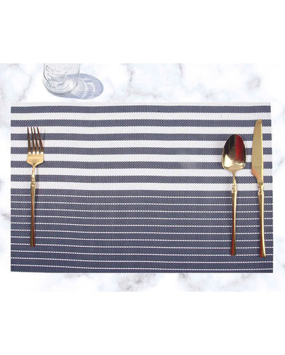 Blue PVC Heat Resistant Table Placemats | Set of 6 | 12 x 18 inches