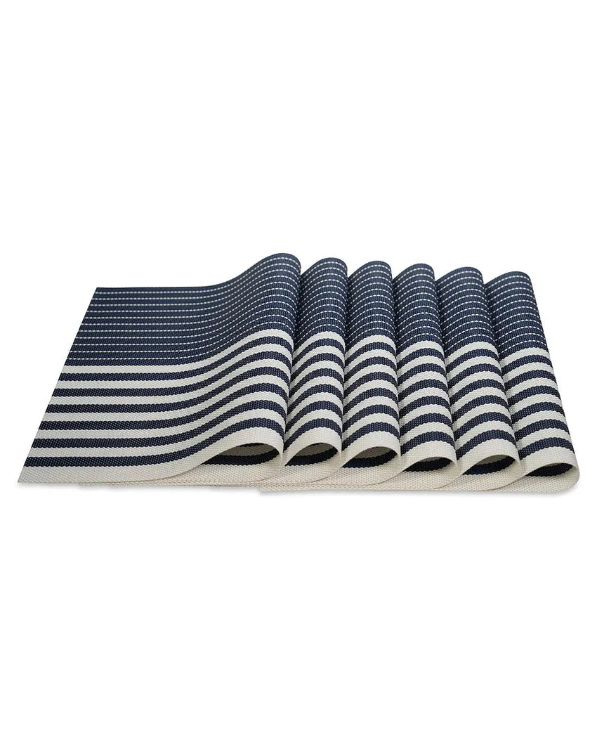 Blue PVC Heat Resistant Table Placemats | Set of 6 | 12 x 18 inches