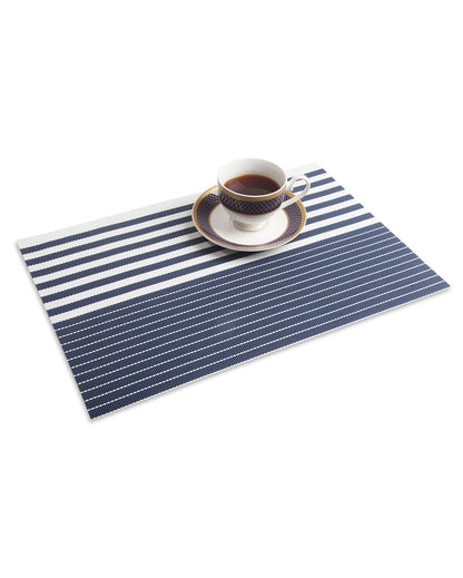 Blue PVC Heat Resistant Table Placemats | Set of 6 | 12 x 18 inches