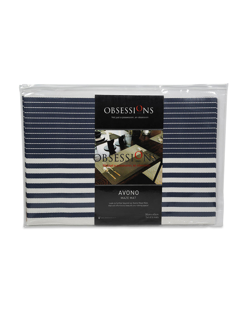 Blue PVC Heat Resistant Table Placemats | Set of 6 | 12 x 18 inches