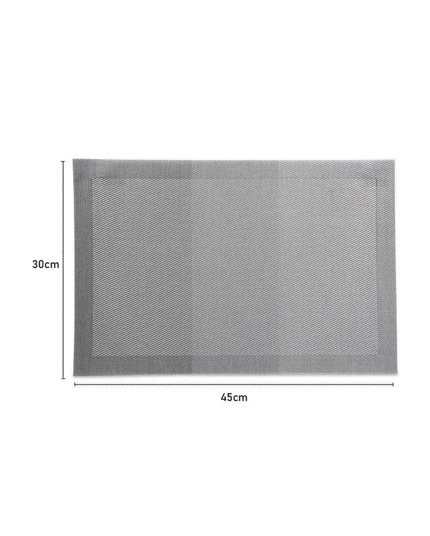 Silver PVC Heat Resistant Table Placemats | Set of 6 | 12 x 18 inches